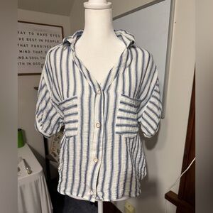 Love Notes Blue and White Striped Top